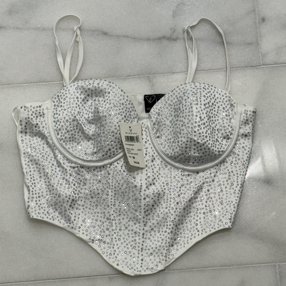 Windsor White Rhinestone Crop Top